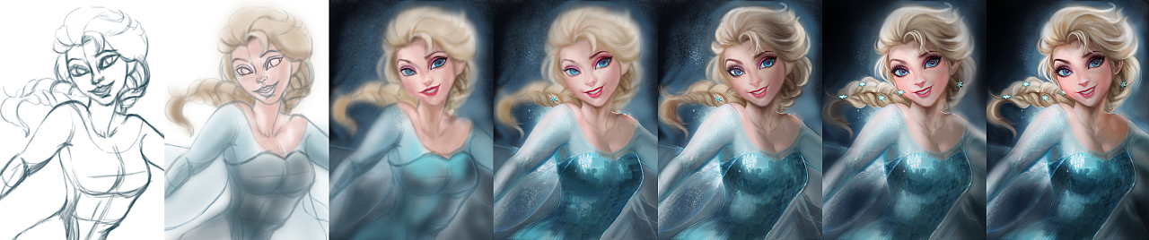 《冰雪奇缘》－姐姐艾莎（Elsa）（图ZMjQ1ODYwNzI=） - 创作习作 - 站酷设计师洛洛爱运动啊原创素材 - 站酷ZCOOL