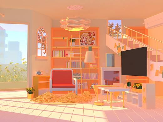 C4D场景练习-客厅（21.07）（个人主页-ZNTQwOTk3NTI=） - 场景 - 站酷设计师celiaccccc原创素材 - 站酷ZCOOL