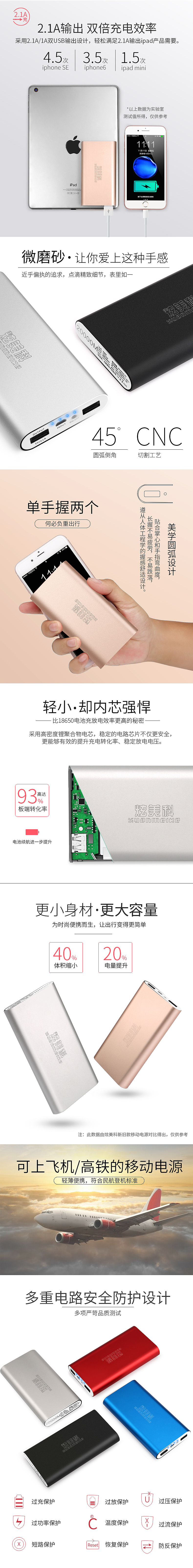 移动电源充电宝爆款详情页面描述设计产品实拍精修图