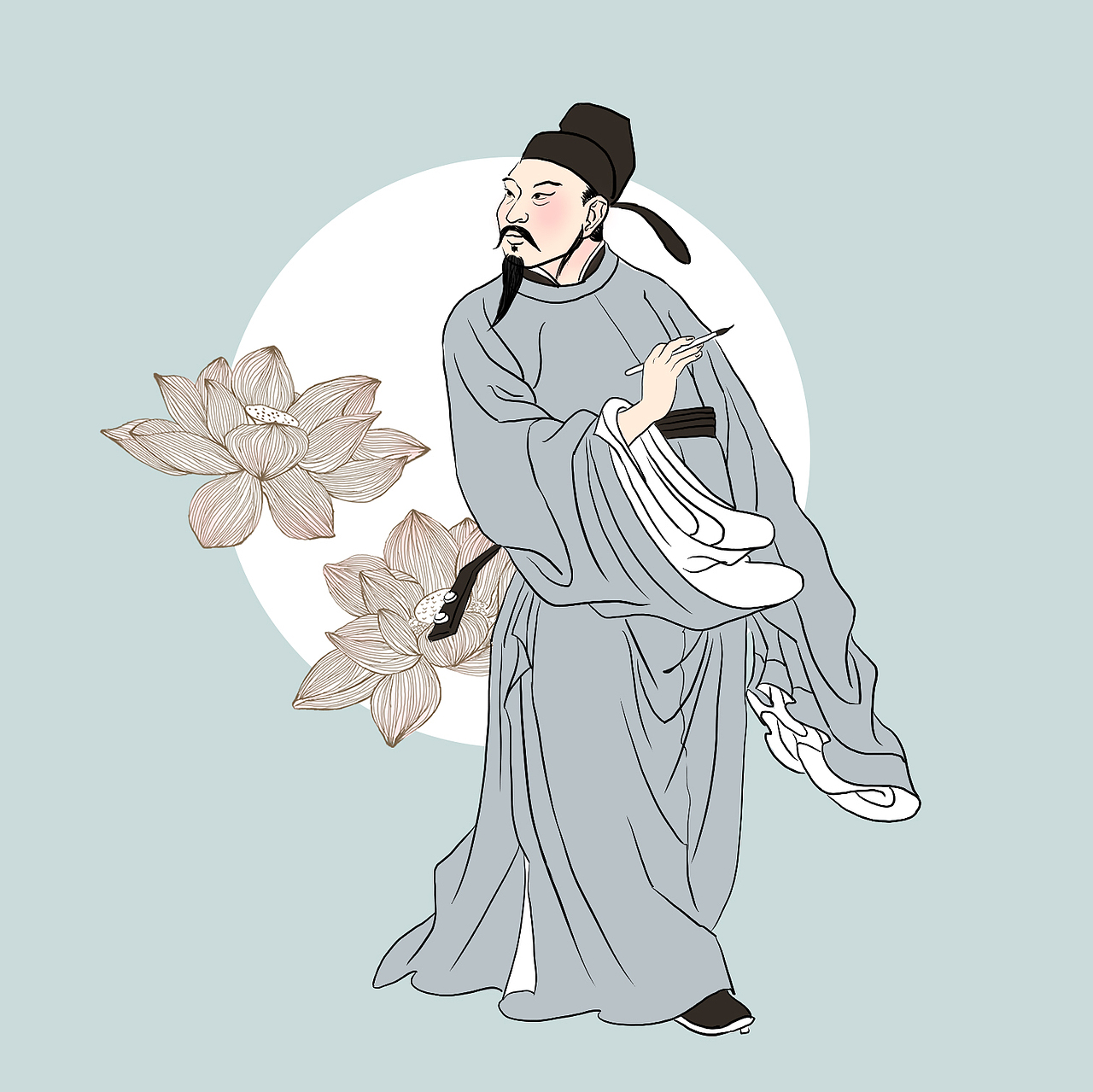 古代诗人——白居易 PNG（图ZMjk1NTI4NTgw） - 商业插画 - 站酷设计师徐小姐画个画原创素材 - 站酷ZCOOL