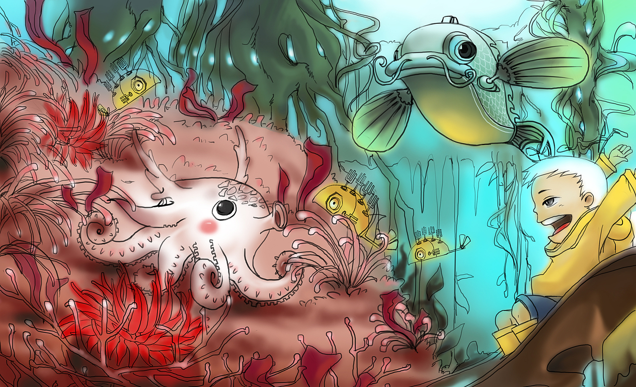 小男孩的梦幻之旅（图ZMTU4OTg4MDg=） - 艺术插画 - 站酷设计师蔡琪琪原创素材 - 站酷ZCOOL