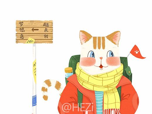 旅行的猫-卡通动漫插画