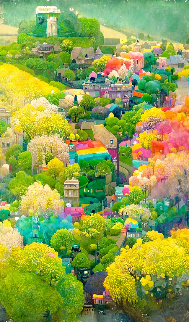 AI绘画档案馆|彩虹小镇四季·春