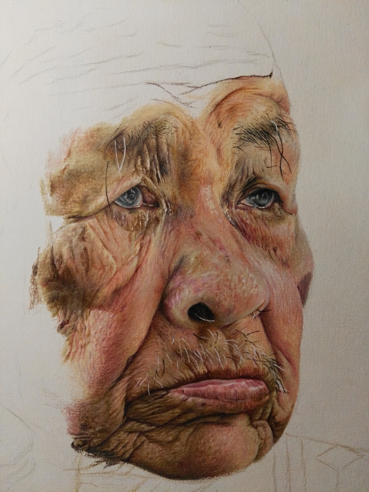 写实彩铅作品《爷爷》（图ZNzkyMTc2ODQ=） - 绘画 - 站酷设计师浩轩手绘原创素材 - 站酷ZCOOL