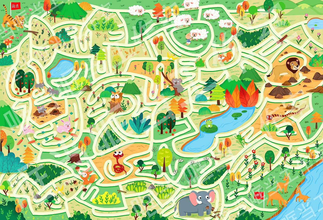 迷宫游戏书(横板)|插画|儿童插画|哐当哐当工作室 - 原创作品 - 站酷