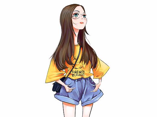 日漫风可爱少女的全身漫像插画