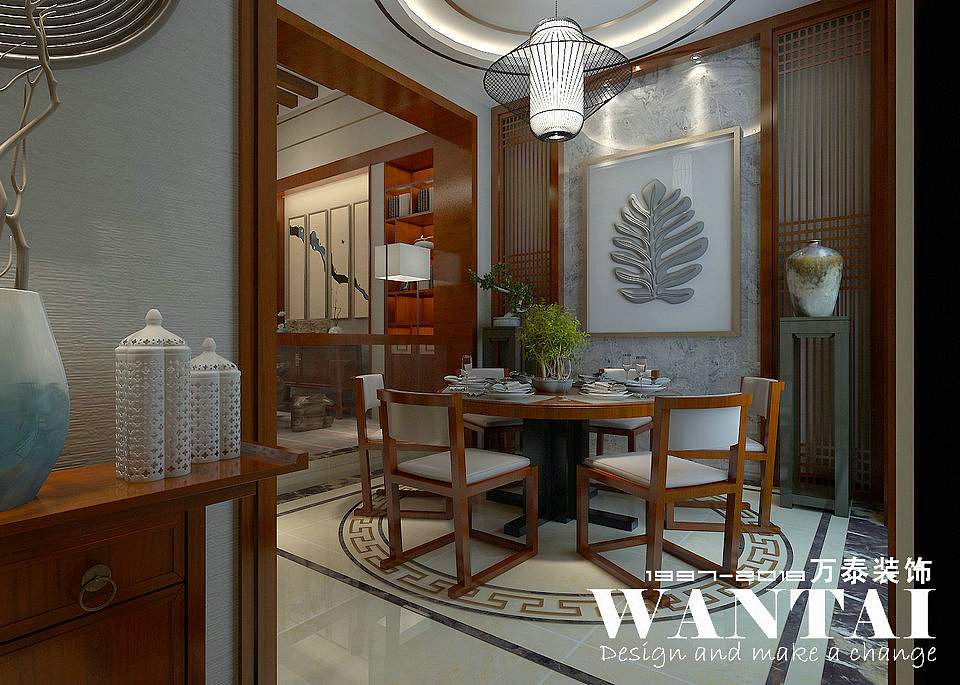 泰安别墅装修 | 五矿·万境水岸206m² 新中式装修效果图（图ZMTM1MjMwOTcy） - 家装设计 - 站酷设计师万小泰原创素材 - 站酷ZCOOL