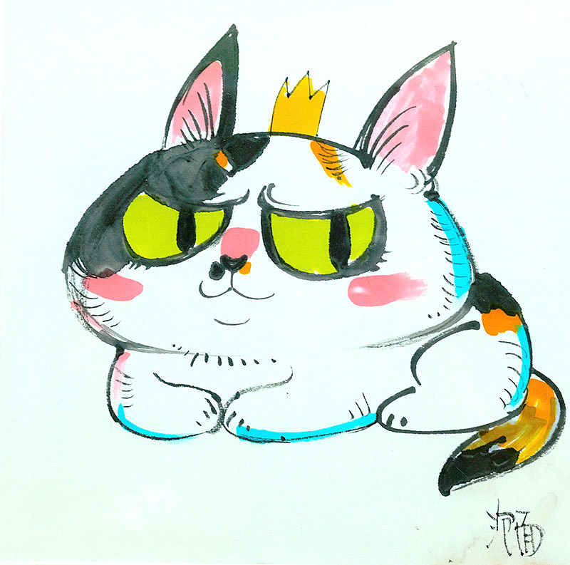 一些水墨风的猫咪