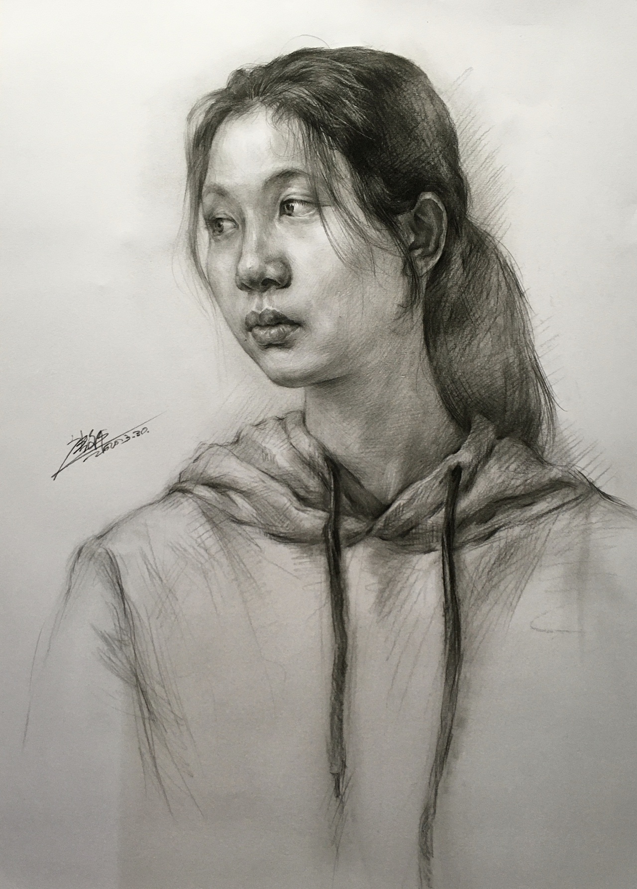 无聊的时候美女模特写生来一张[z动心]|纯艺术|素描|lao唐de画 - 原创