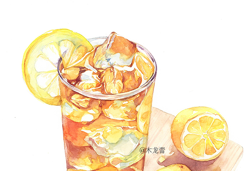 手绘水彩 柠檬冰记录夏天(附步骤)