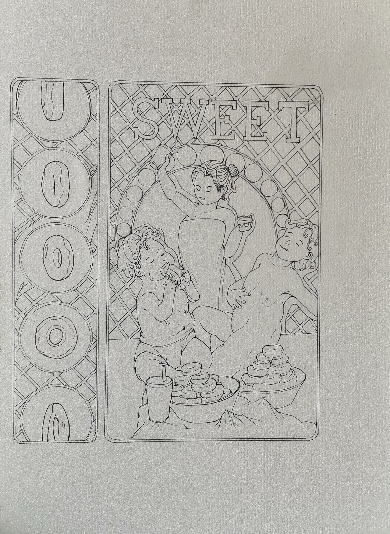 水彩画甜甜圈设计