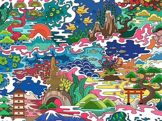 鱼缸造景插画