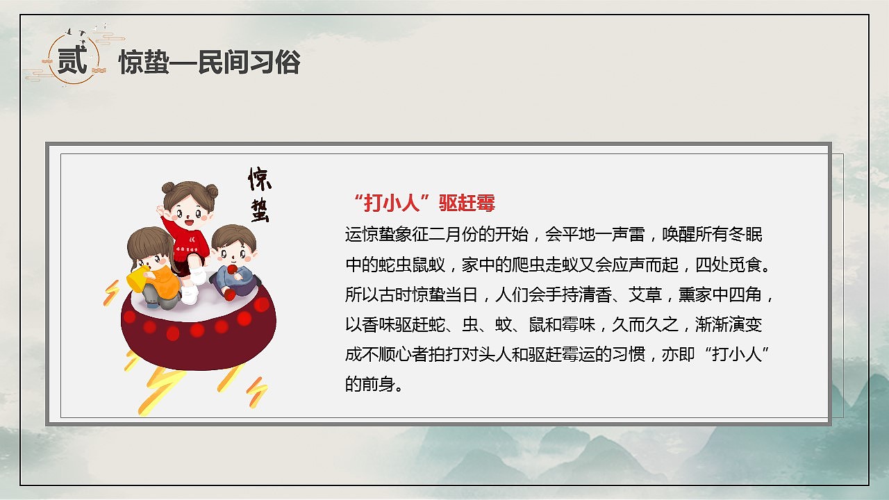 传统二十四节气惊蛰简介PPT模板