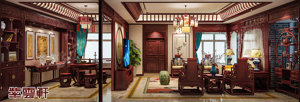 丹东大平层住宅复古中式设计装修效果图（图ZMjU3OTc3NDA4） - 家装设计 - 站酷设计师紫云轩中式原创素材 - 站酷ZCOOL