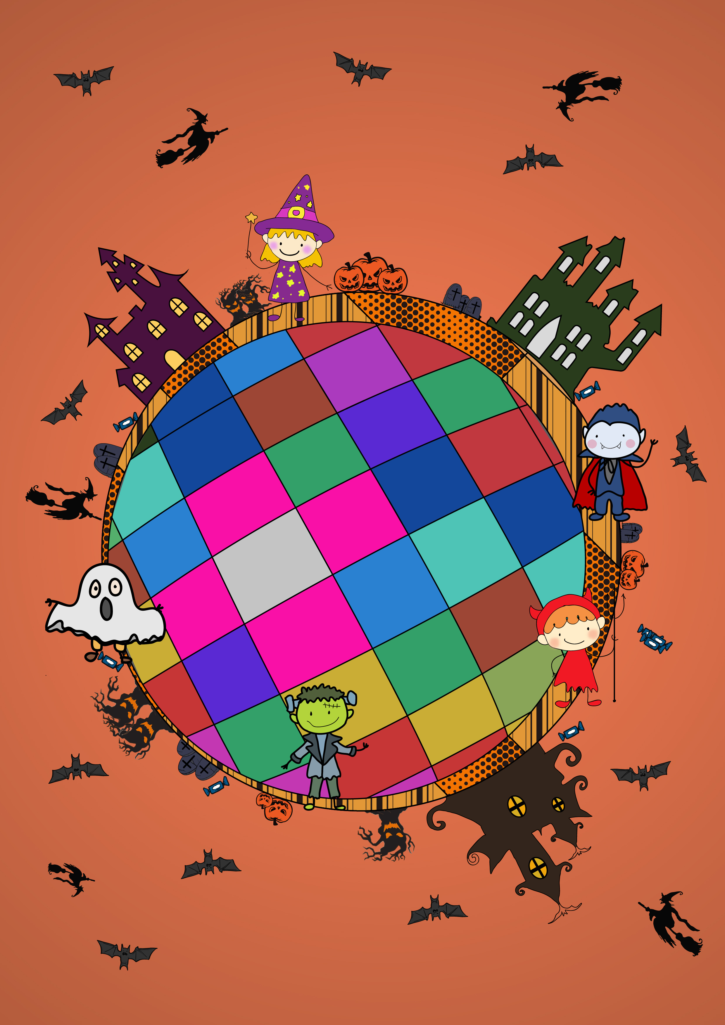 万圣节色彩插画