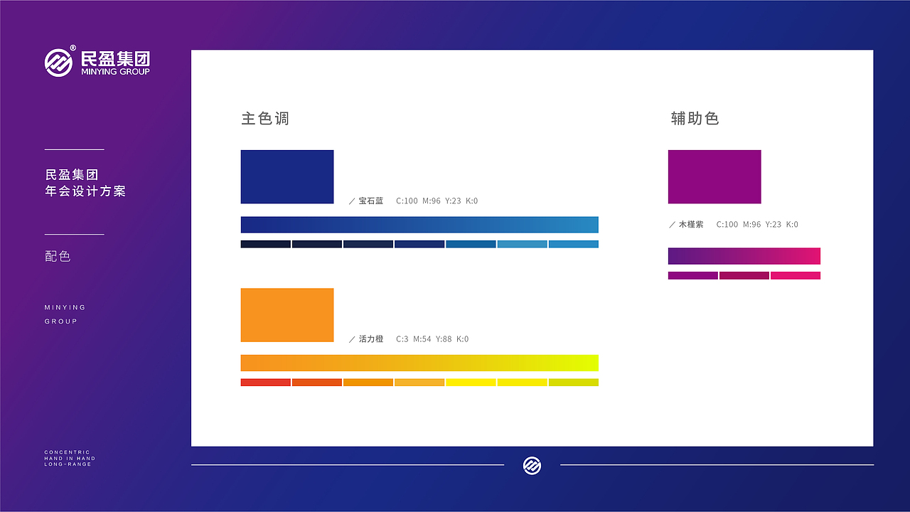 颜色和主题是甲方定了的,宝石蓝和活力橙。甲方的原话是“商业而又不失活力”,这两个的颜色可以碰撞出这样的感觉。
