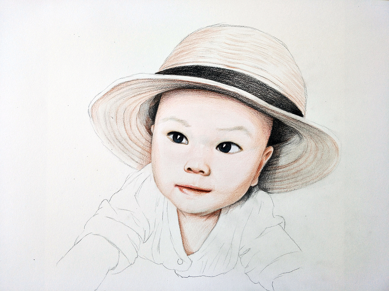 彩铅手绘儿童肖像画---叶青(过程)