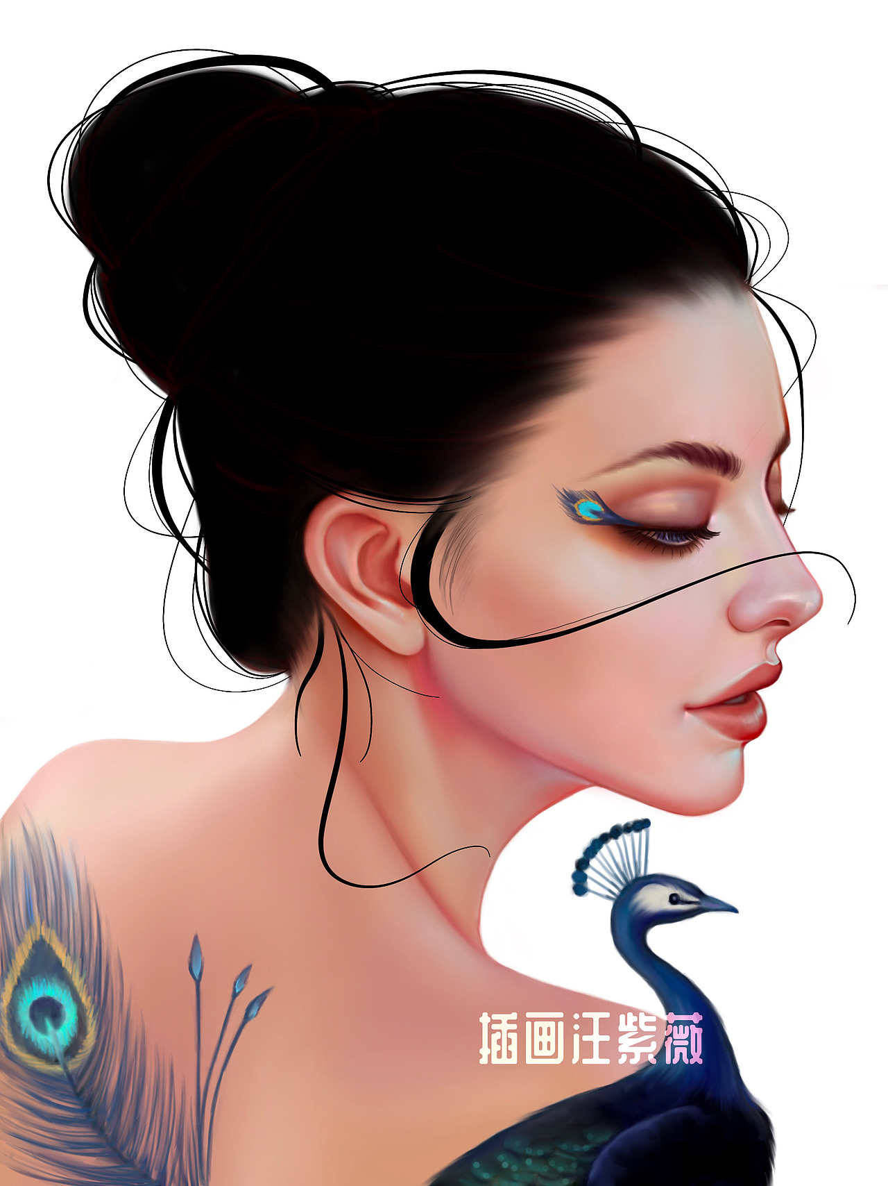 iPad人像插画（图ZMjQ1NjExMzIw） - 商业插画 - 站酷设计师插画汪紫薇原创素材 - 站酷ZCOOL