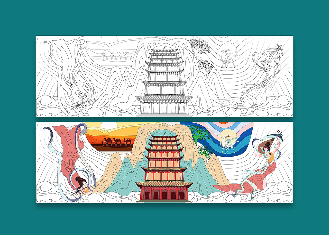 敦煌胜乐-信用卡+借记卡 双卡面图案（图ZMjgzNTA2NzY0） - 图案 - 站酷设计师溶溶夜原创素材 - 站酷ZCOOL