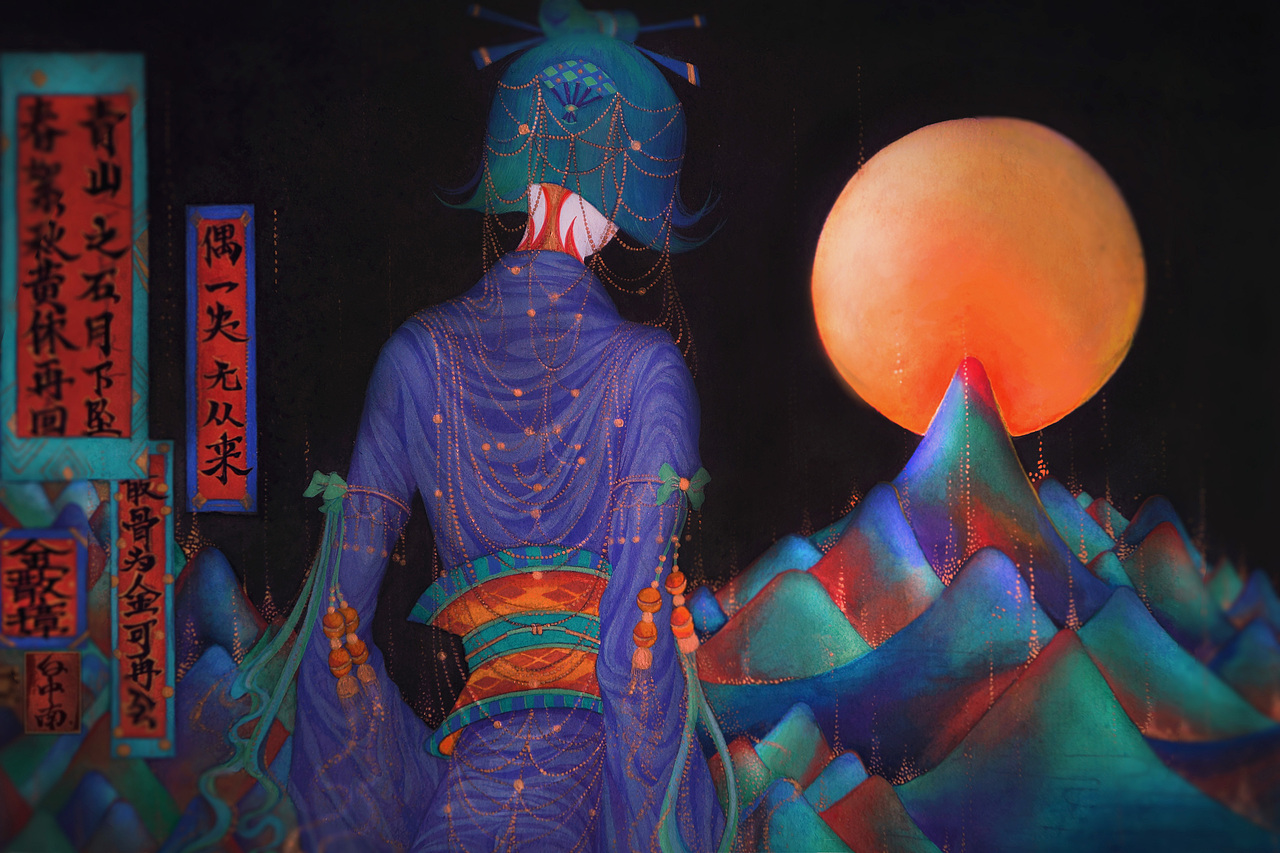 《鹤仙歌.金散瘴》白中南颜彩-人川集（图ZMTAxODA1MDY4） - 艺术插画 - 站酷设计师白中南原创素材 - 站酷ZCOOL