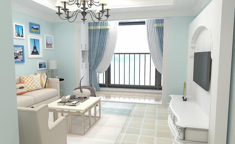 地中海浅蓝色客餐厅