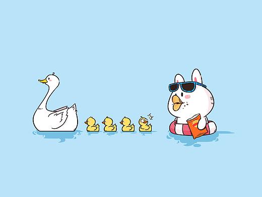 胖兔子粥粥儿童插画壁纸
