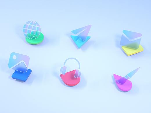C4D练习——半透明三维图标V2