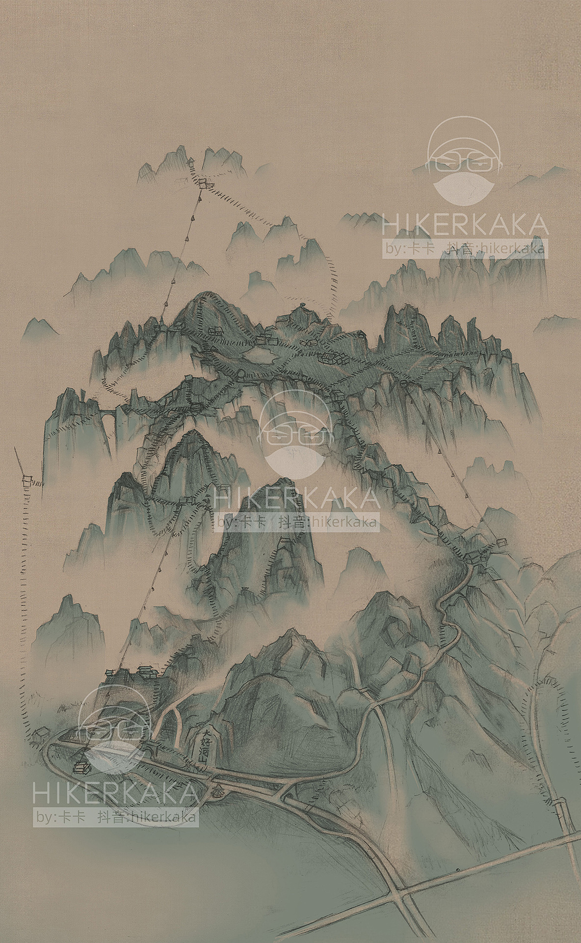 黄山地图创作（图ZMjYyMjY1NTg4） - 商业插画 - 站酷设计师沉默的卡卡原创素材 - 站酷ZCOOL