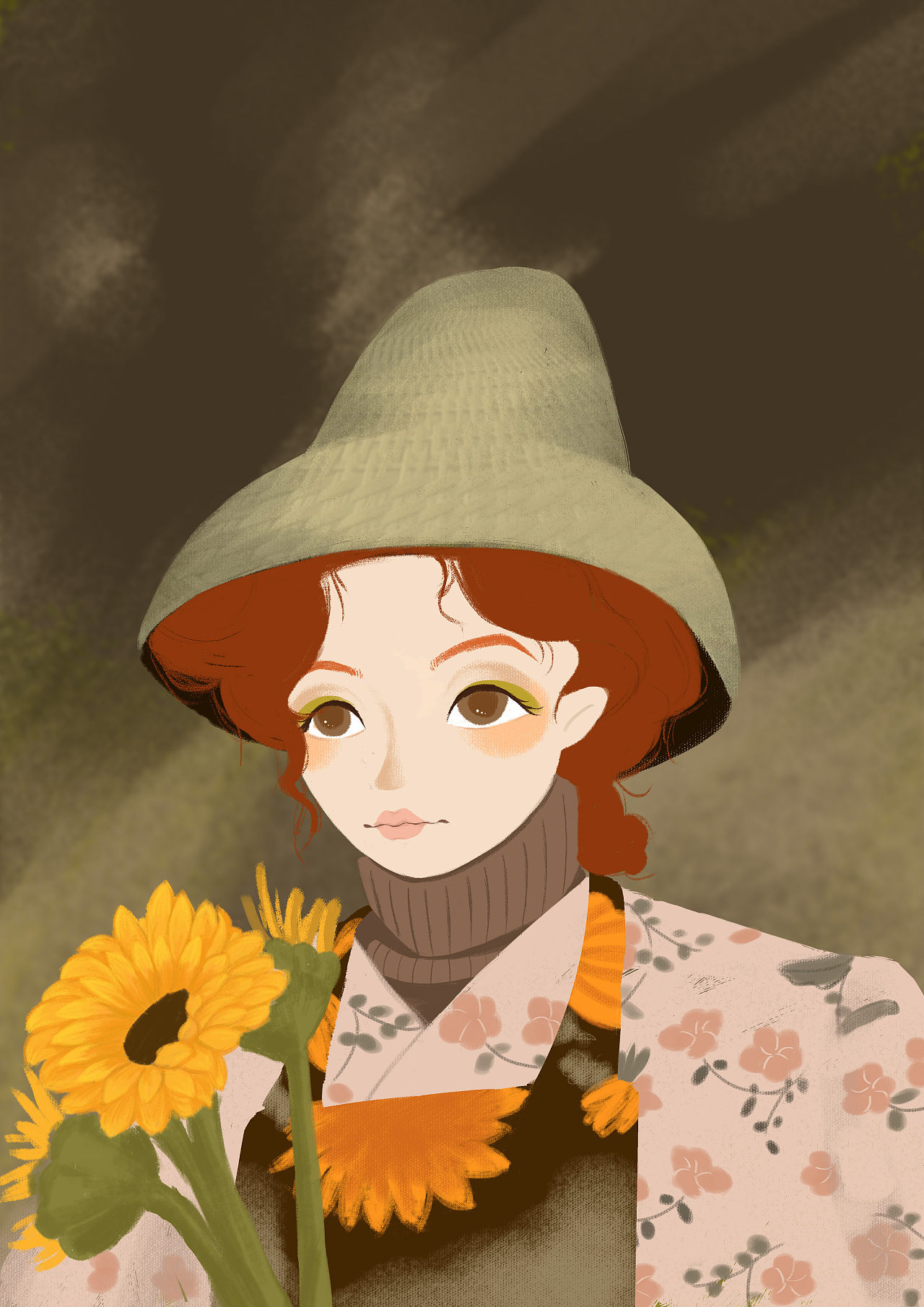 绘本风插画 花女 练习 照片转插画