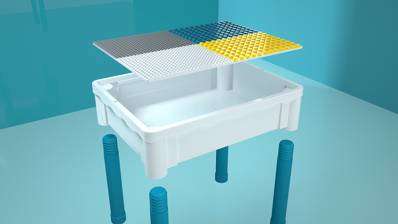 产品建模渲染 | 儿童积木桌