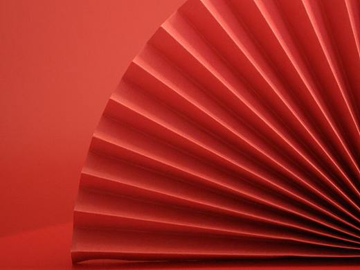 中国风扇子红扇子半圆形节日扇子喜庆的舞蹈扇子