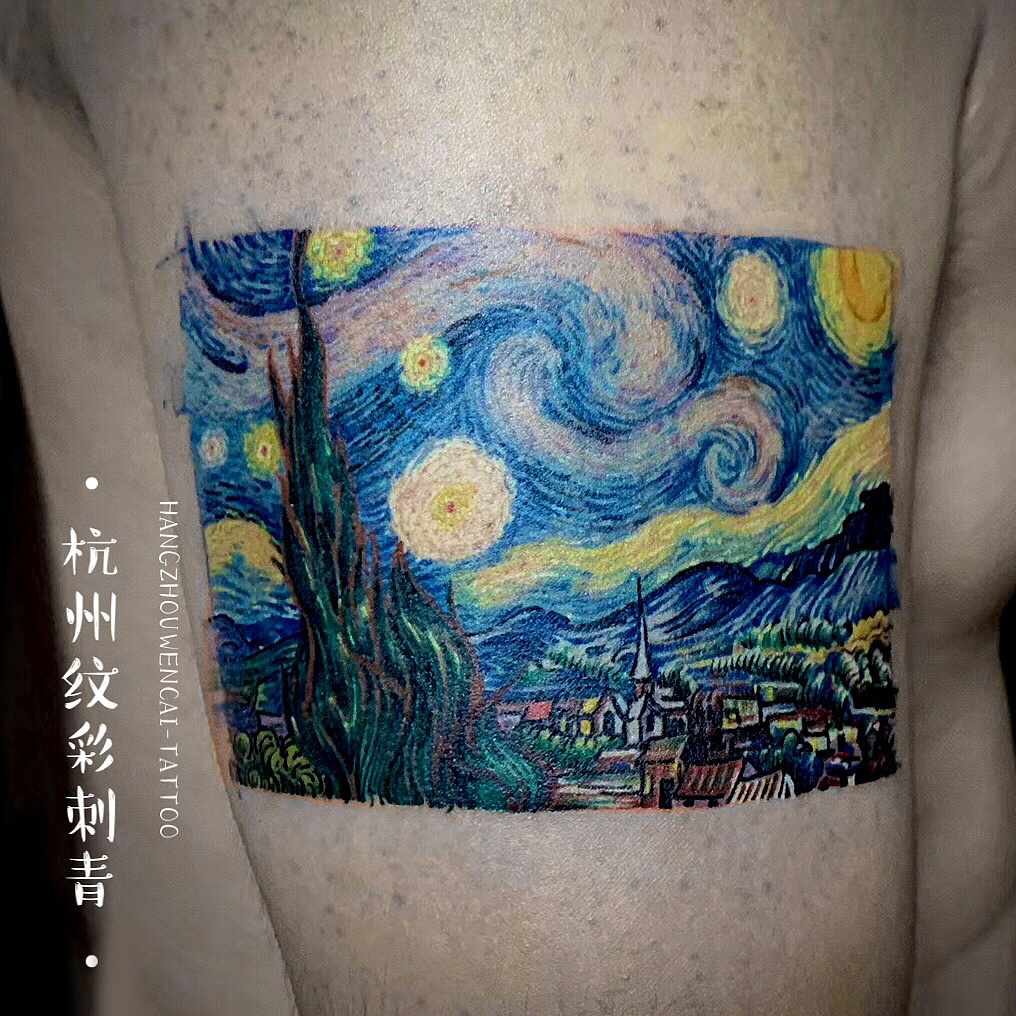 梵高的油画星月夜纹身图案