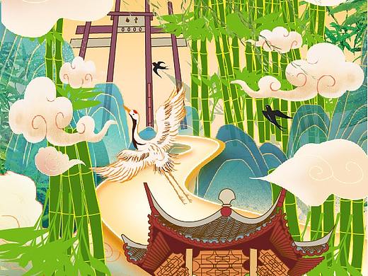 【国风插画】城市印象-杭州-云栖竹径