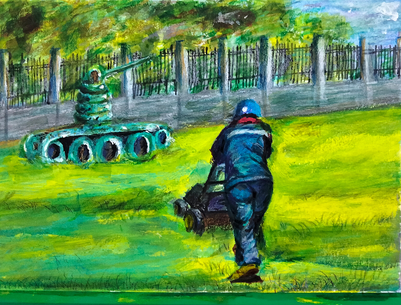 厂区一角，彩铅小画