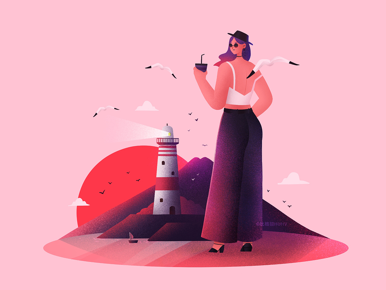 2020创意插画 | 美少女环游记（图ZMjM0MzYzNDgw） - 商业插画 - 站酷设计师比格招HUHV原创素材 - 站酷ZCOOL
