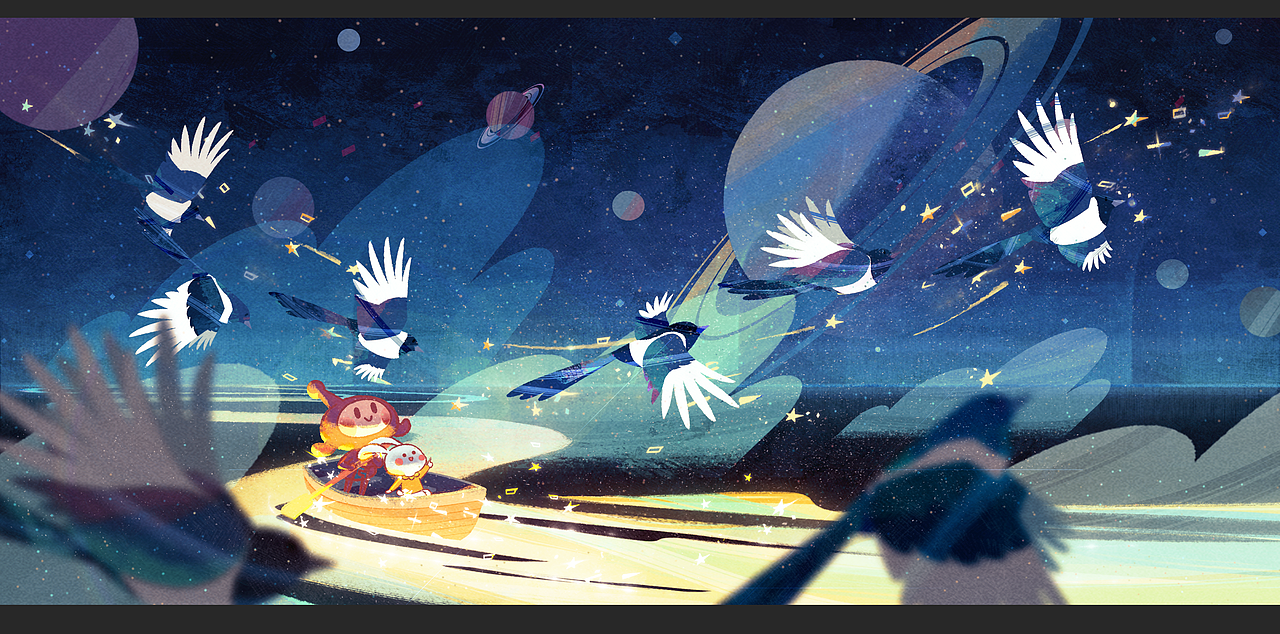 带着月兔 在银河徜徉 渡过弯弯的鹊桥