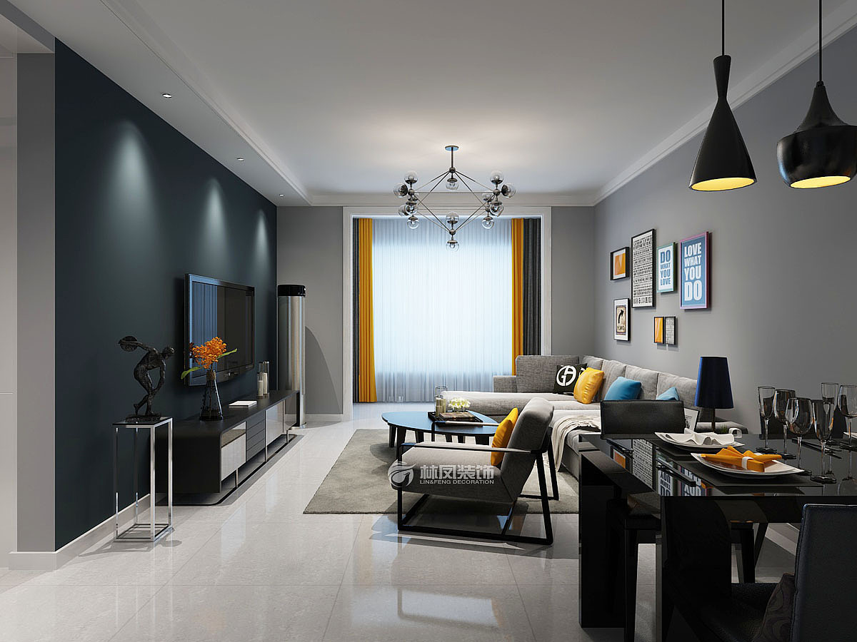 五矿世家金城125平三室两厅现代风格装修效果图