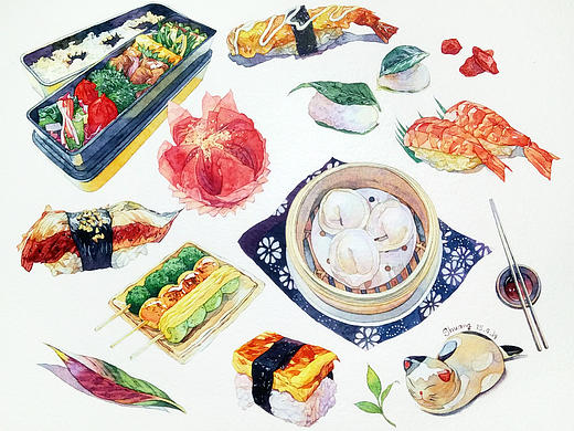 吃货手账之深夜食堂（个人主页-ZMTI0MTMxNDA=） - 艺术插画 - 站酷设计师双兔纸原创素材 - 站酷ZCOOL