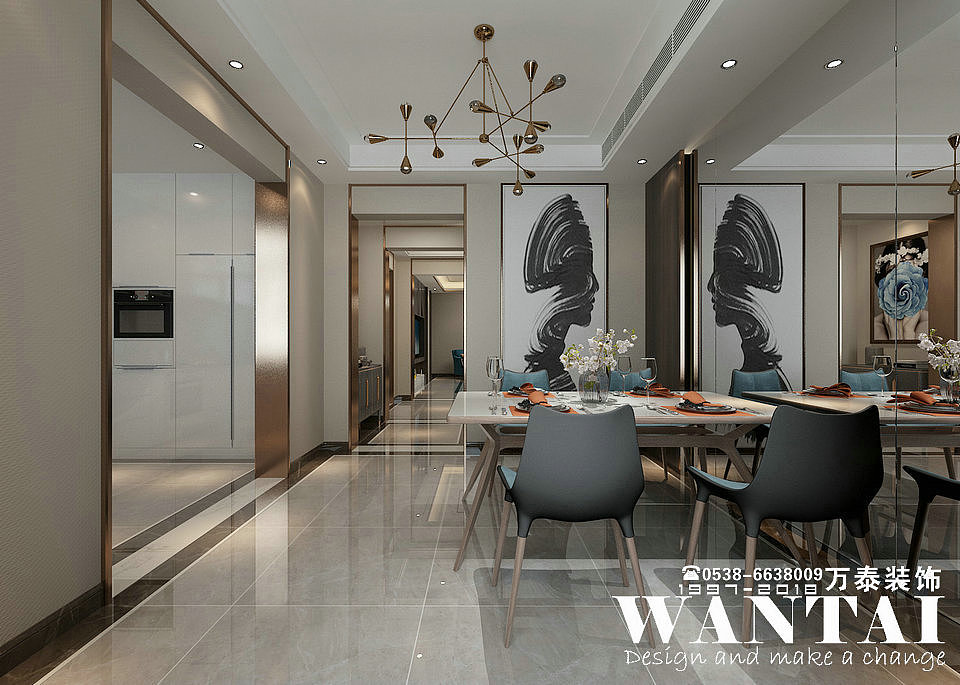 泰安藏龙别墅160m²轻奢风格装修效果图——设计师王涛