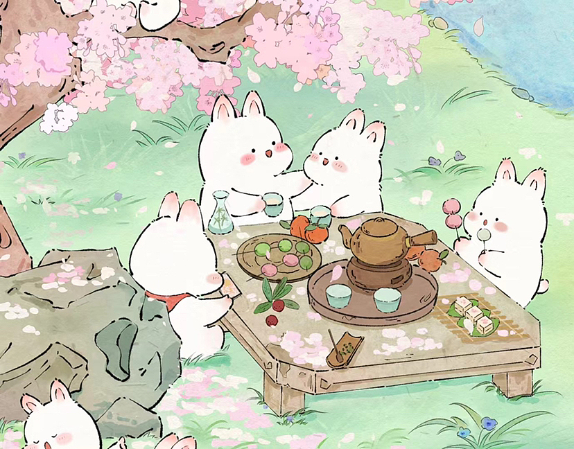 春暖花开,古风可爱小动物插画合集