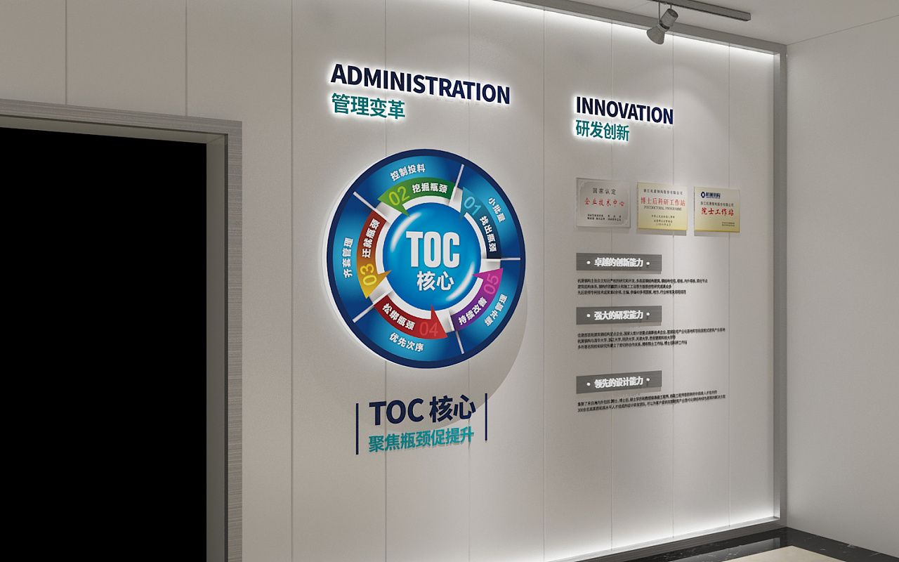 上市公司-杭萧钢构6楼的品牌信息展示-墙面空间设计 - 融入品牌标准色