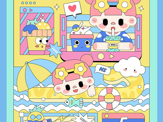 矢量插画|夏日海报