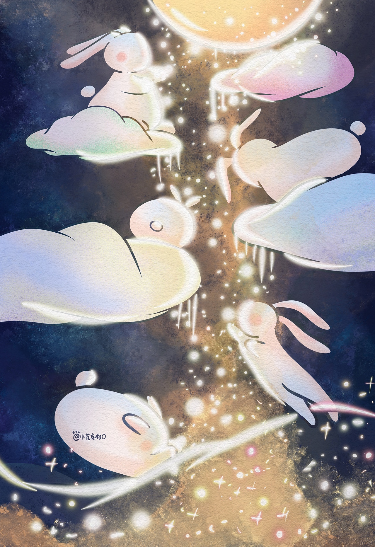 芃的原创板绘 | 玉兔捣月饼（图ZMjcxMTE0OTA0） - 创作习作 - 站酷设计师小芃友哟0原创素材 - 站酷ZCOOL