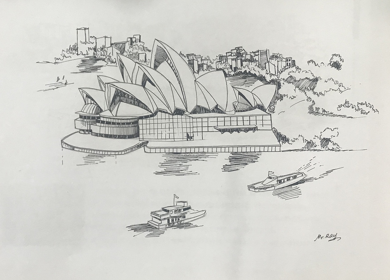 手绘_悉尼歌剧院