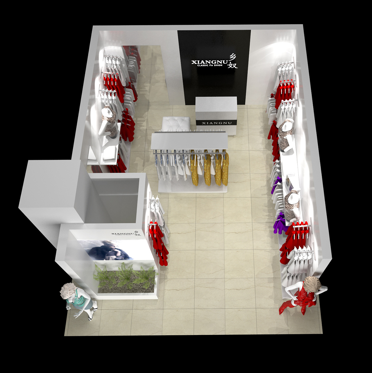 乡奴品牌服饰店商场门店装饰设计效果图