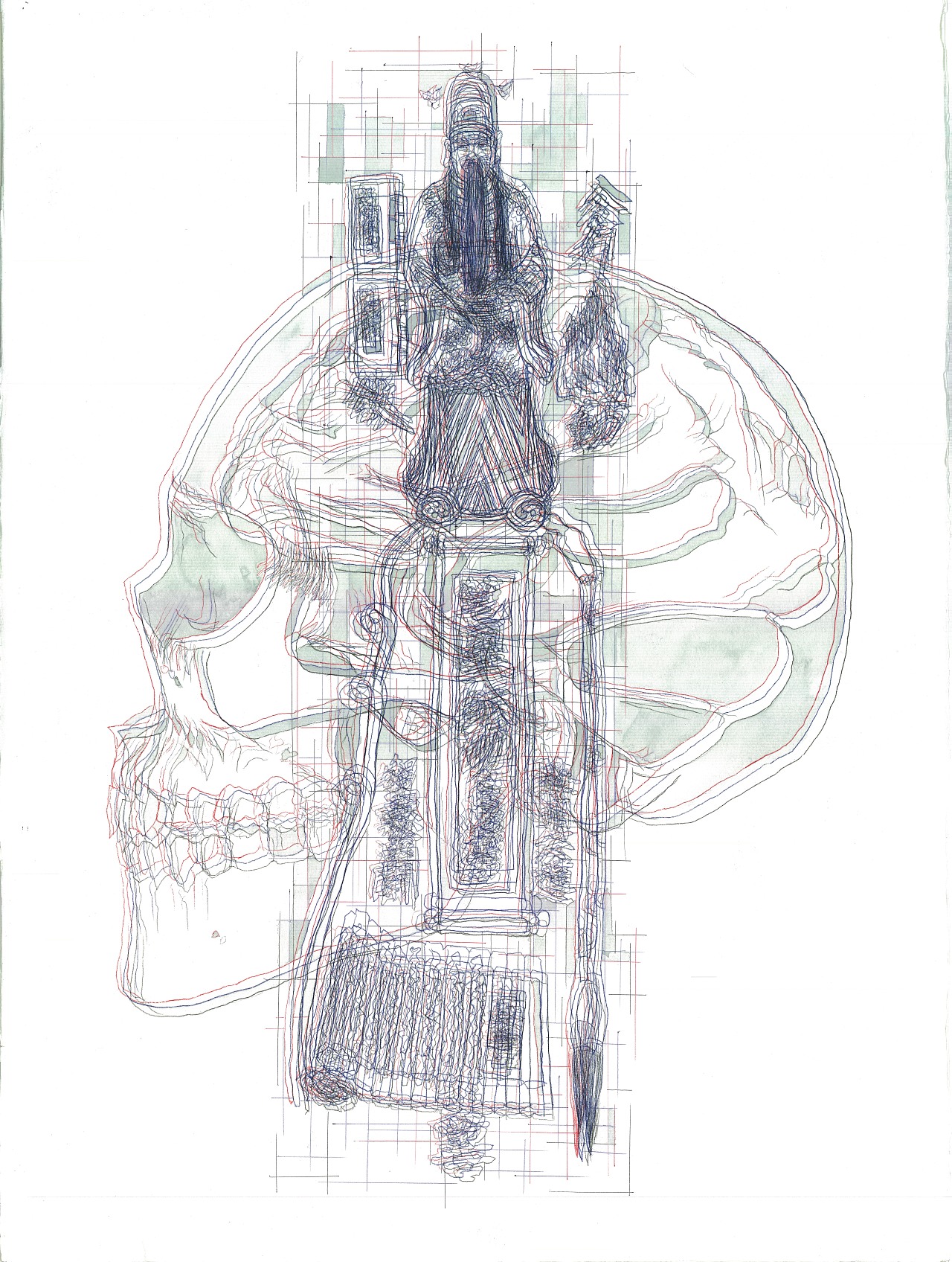 版画元素的道教符箓:长青,颖悟,逸尘,垂手