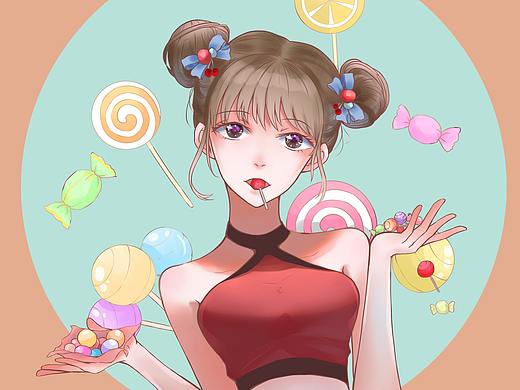 吃糖少女（個(gè)人主頁-ZMzc0NzYyMTY=） - 創(chuàng)作習(xí)作 - 站酷設(shè)計(jì)師不會(huì)畫畫的花蛤原創(chuàng)素材 - 站酷ZCOOL