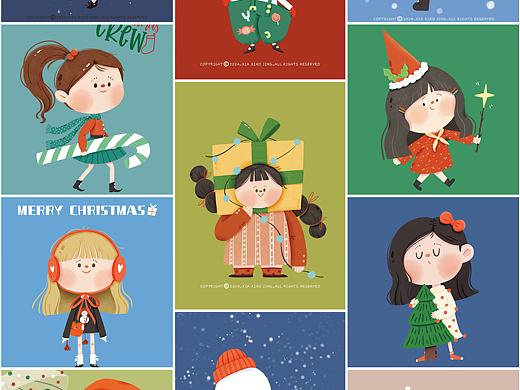 圣诞主题人物插画 