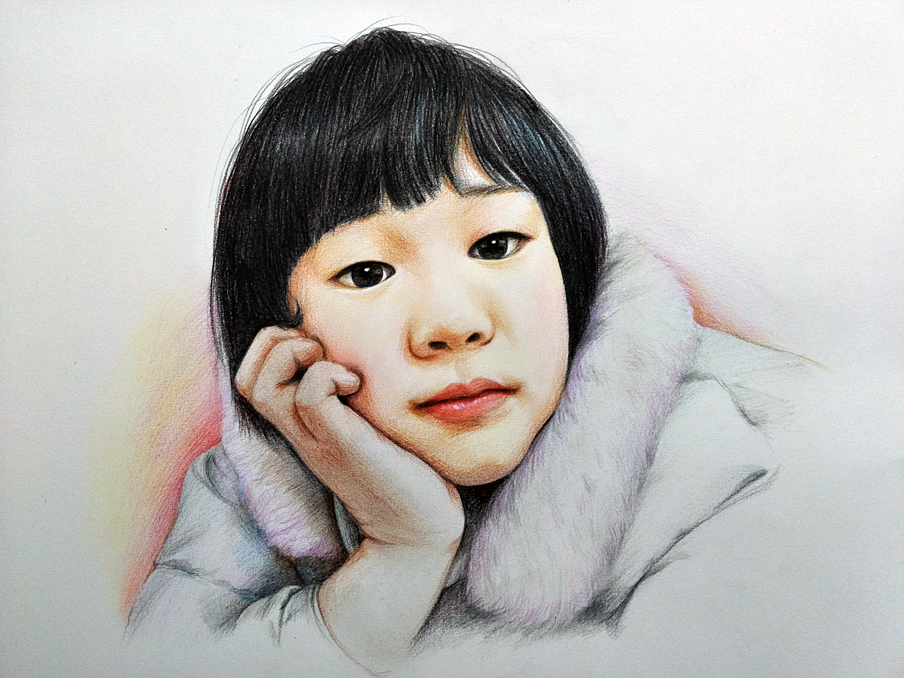 彩铅儿童肖像画---叶青(过程)