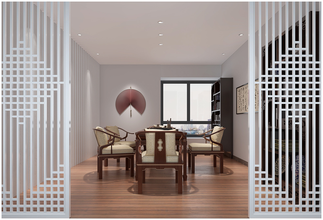 益昌装饰高档现代+新中式风格-沃邦※办公室装修案例（图ZMTk5ODczNzIw） - 家装设计 - 站酷设计师益昌原创素材 - 站酷ZCOOL